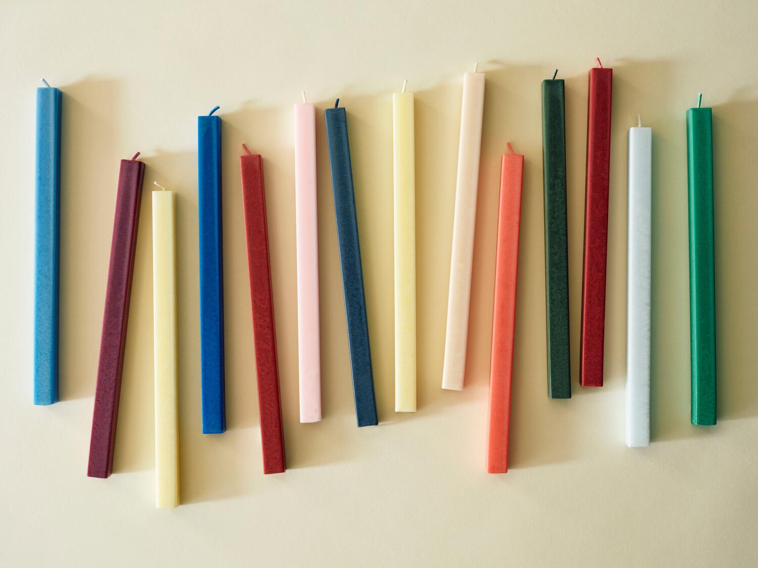 Square stearinlys, rød/bordeaux - 4 stk